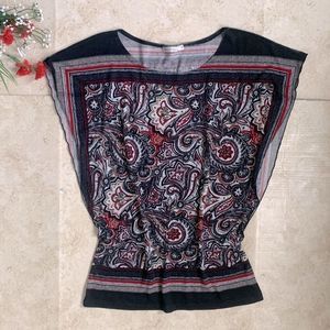 Rickis | Red, White & Black Paisley Style Top